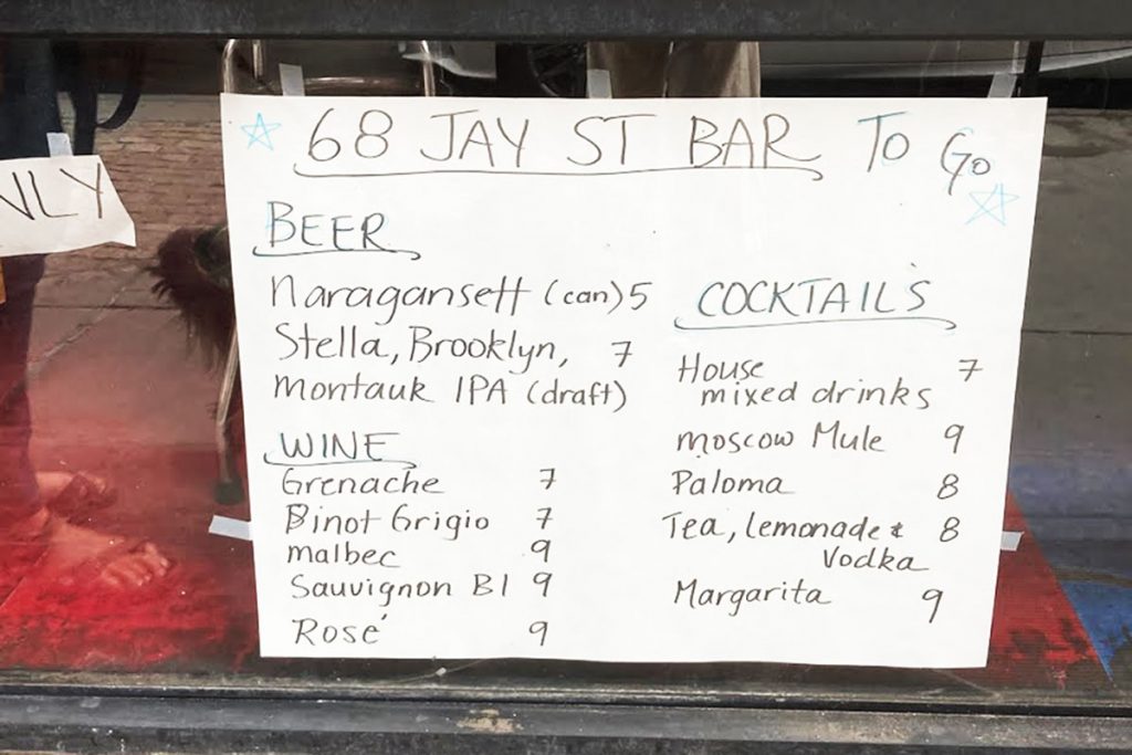 68 Jay St Bar Drink Menu